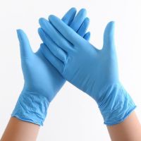 一次性手套丁腈橡胶 蓝白色 盒装100只麻点防水油清洁 蓝100只盒(50双高弹) 中号(M号掌宽8-9CM)