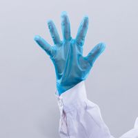 丁腈清洁手套防水橡胶工作洗碗工业厨房家务用品男女手套加厚薄款 新款透明蓝色TPE手套20只 S小码