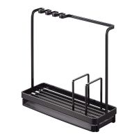 厨房用品家用大全沥水抹布架置物架收纳洗洁精洗碗海绵刷水槽挂架 黑色