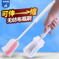 长柄伸缩百洁布奶瓶刷杯刷奶瓶厨房杯子茶杯玻璃杯榨汁机清洁刷子 长柄伸缩百洁布瓶刷