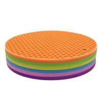 加厚硅胶隔热垫餐桌垫碗垫砂锅垫盘垫防烫垫防热茶壶垫 3/6片装 小号蜂窝垫3片[2种不同色]