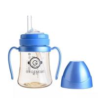 韩国格罗咪咪GROSMIMI婴儿吸管奶瓶宝宝学饮防呛仿漏PPSU水杯 天空蓝200毫升