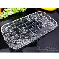 磨砂透明水晶玻璃果盘长方形水果盘拖盘茶盘壶水杯托盘平盘子 无色透明款托盘(送杯垫6个)