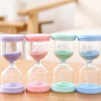 儿童沙漏计时器加厚创意刷牙学习时间流沙瓶3/5/60分钟礼物摆件 清新蓝 马卡龙1分钟