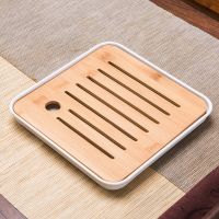 家用简约功夫茶盘茶具套装迷你储水密胺干泡小茶台长方形茶杯托盘 白色正方形(20*20cm)