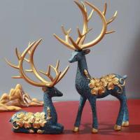 中式屏风家字创意玄关博古架电视柜民宿乔迁卧室庭院客厅饰品摆件 梅鹿一对[如图]