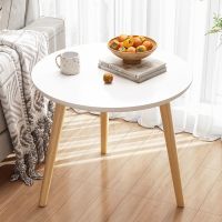 北欧沙发边几客厅小茶几阳台小圆桌移动边桌角几奶茶桌吃饭小桌子 高32 暖白 20直径单