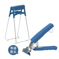 防烫取碗提盘夹子硅胶垫隔热神器炖盅蒸锅不锈钢家用厨房用品 海蓝色 提盘夹