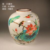 清光绪荷花图家和万事兴瓷罐中式陶瓷罐子仿古瓷器居家居桌柜摆件 单罐