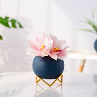 ins假花装饰客厅卧室内茶几仿真花花艺摆件桌面陶瓷摆设塑料花卉 粉色慧兰深蓝马卡龙