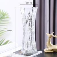 特大号玻璃花瓶加厚水培植物富贵竹绿萝百合花插花瓶摆件客厅 30厘米/六角(竹叶)1个 大