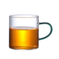 [买2送1]加厚耐热玻璃水杯家用彩色带把手茶杯 男女茶水杯套装 直身180ml普通款 1只装颜色随机