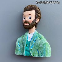 冰箱贴磁力贴创意立体卡通油画人物梵高珍珠少女3D树脂冰箱留言贴 B款梵高