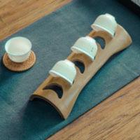 特价小竹排茶杯架天然孟宗竹制功夫茶具茶道零配 均码通用 曲式茶杯架茶道好帮手典雅新生活