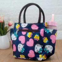 手提包新款帆布手拎包女生上班逛街手提袋子便当包防水牛津布包包 爱心KT猫磁扣 牛津纺 气质优雅款 18*12*22cm