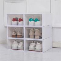 加厚透明鞋盒塑料透明鞋盒收纳鞋子鞋盒男女鞋子收纳盒收纳箱鞋子 女款翻盖白色3个[送3个共6个]