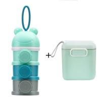 大容量奶粉分装盒便携婴儿外出奶粉盒三层密封装封罐奶粉储存盒 侧开款+绿色大号