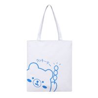 2021新款大号手提帆布包单肩斜挎包女学生装书袋子韩版装书帆布袋 丸子熊 白色