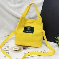 Chic文艺少女手提包帆布小方包mini字母刺绣斜挎包单肩包便当包 黄色帆布TT1033(收藏送礼) 收藏店铺 小礼品一