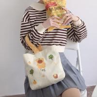 新款韩版ins帆布手提通勤妈咪包可爱简约帆布袋手拎便当包女学生 橘子小熊