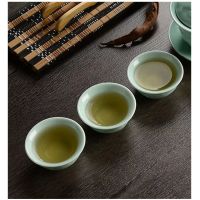 陶瓷盖碗家用大号茶壶杯子茶碗龙凤青瓷泡茶茶杯高档功夫茶具套装 龙凤青瓷茶杯3个