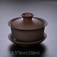 盖碗茶杯茶碗大号茶具青花瓷泡茶碗套装陶瓷白瓷功夫三才盖碗单个 紫砂盖碗