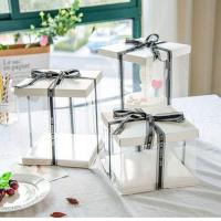 生日蛋糕盒子透明单双层46寸8寸10寸12寸加高蛋糕包装盒订制批发 白色 4寸单层5套