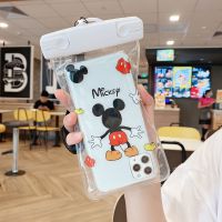 可触屏手机防水袋通用卡通可爱潜水套透明游泳漂流密封防水包斜挎 直条男背影 普通挂绳