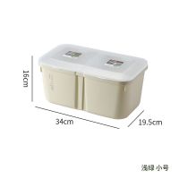 加厚厨房米桶家用10kg20斤30斤防潮防虫储米缸米面粉杂粮收纳箱盒 果绿色[翻盖式 可装10斤]赠量杯