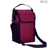 保温桶便当袋装饭盒的保温袋子上班学生医院保鲜袋户外旅行餐包 酒红色 小号直径15高28cm