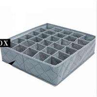 大号可折叠衣物收纳盒无纺布30格无盖除异味文胸内衣裤袜子储物盒 灰色 34*32*10cm