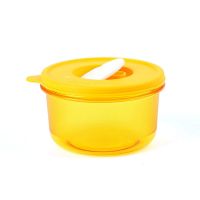 特百惠 微波小萌碗 圆形萌萌圆碗水晶汤碗 400ml 保鲜盒蓝色粉色 新小萌碗黄色单个