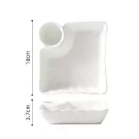 日式手绘可爱饺子盘陶瓷家用带醋碟分格碟子水饺盘子托盘餐具菜盘 纯白