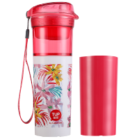 特百惠新款晶彩幻乐花香鸟鸣塑料水杯子防漏380ml 热带繁花380ml(一杯两杯套)