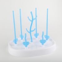 婴儿奶瓶晾干架树形沥水架可拆装干燥架晾奶瓶架收纳架子晾晒架 奶瓶晾干架-A款7支架蓝