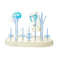 婴儿奶瓶沥水架晾干架凉干燥架放奶瓶架子沥干的置物支架防尘收纳 蓝白 均码