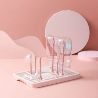 奶瓶沥水架晾干架婴儿奶瓶收纳箱防尘沥干折叠晾晒架沥水碗架 藕粉