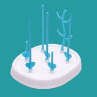 婴儿奶瓶沥水架宝宝用品置物架晾奶瓶晾干架儿童大小收纳干燥架子 白底蓝架[普通款]