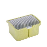 厨房用品小麦调料盒套装家用组合装调味瓶盐糖收纳罐作料盒调料瓶 两格绿色