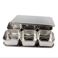 加厚不锈钢调味盒日式调料留样盒长方形佐料盒带盖调料盒家用商用[8月14日发完] 带磁 六格