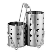 [筷子筒套装]优质永不生锈筷子筒无磁家用不锈钢筷子筒双筒筷子笼沥水筷子盒筷筒筷子架挂式创意筷子桶 筷子筒套装