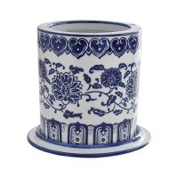 青花瓷陶瓷筷子筒筷子收纳盒滤水防霉筷子笼餐具收纳架面馆饭店 青花兰彩筷子筒带盛水碟