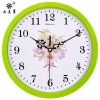 钟表挂钟客厅时尚简约时钟静音小儿童房长方形家用装饰石英钟挂表 7672绿边绿花22厘米