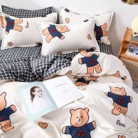 韩氏雅居 四件套床上用品磨毛亲肤棉床单被套学生宿舍三件套 布鲁斯[不起球 不掉色] 1.2米(床单+枕套2)三件