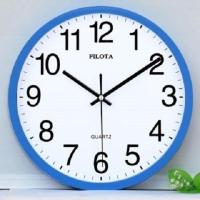 静音挂钟创意时尚石英钟挂表简约时钟客厅卧室钟表现代家庭挂表 31厘米蓝白