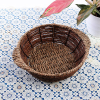 煲仔筐藤篮石锅砂锅藤篮 手工编织圆形藤筐水果篮 砂锅托煲托 18*6.5cm