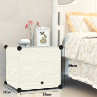 简易实木纹床头柜置物柜储物柜简易床头柜塑料儿童卧室迷你收纳柜 [限购1件]白木纹1格