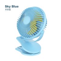 usb充电夹子电风扇小型学生便携夹扇静音办公宿舍床婴儿车大风力 天空蓝(无电池版本)