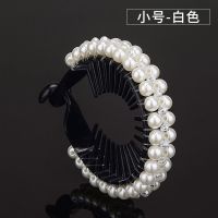 夏天丸子头盘发器头饰韩国发饰水钻头花抓夹花苞头盘发卡发夹发圈 A4-06[白色+小号]珍珠款