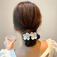 七夕礼物抓夹丸子头仿贝壳后脑勺发抓发夹女韩国优雅气质马尾扣夹 白色贝珠